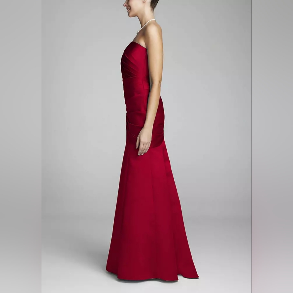David's Bridal Long Strapless Satin Gown